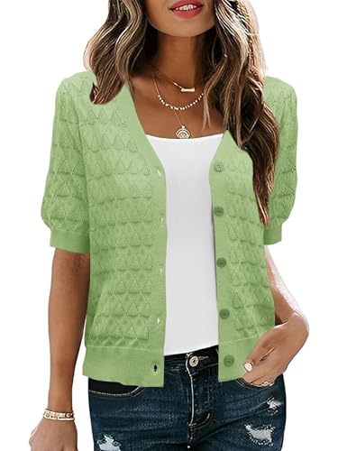 IECCP Shrugs for Women Short Sleeve Lightweight Cropped Cardigan Sweater