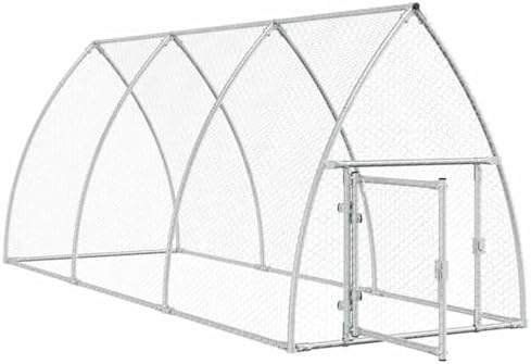 Heavy Duty Galvanized Steel Chicken Coop & Rabbit Hutch Outdoor, 41.3"x118.1"x47.2", Durable Animal Cage for Ducks & Small Pets, Weather-Resistant Silver Design