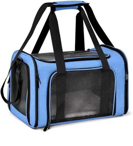 DGJMYSLD Portable Pet Carrier for Cats and Small Dogs, Foldable Travel Bag with Mesh Window, Lightweight Large Capacity(Blue,S 40cm 25cm 25cm)