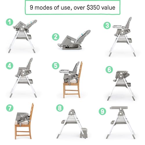 Image of Ingenuity Proper Positioner Create Up Baby High Chair, 9 Modes of Use, Toddler Tower, Table and Chair, Foldable, Adjustable Footrest, 90 Degree Posture Aids Digestion, Ages 0-5 Years - Soulful Skies