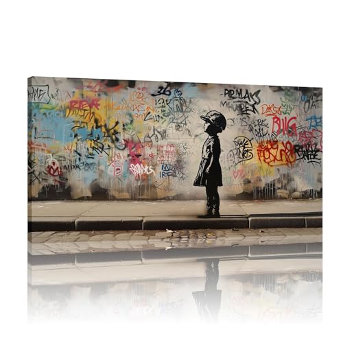Oeuvre de graffiti Banksy pour masquer un mur vide decoration de bureau et chambre ado