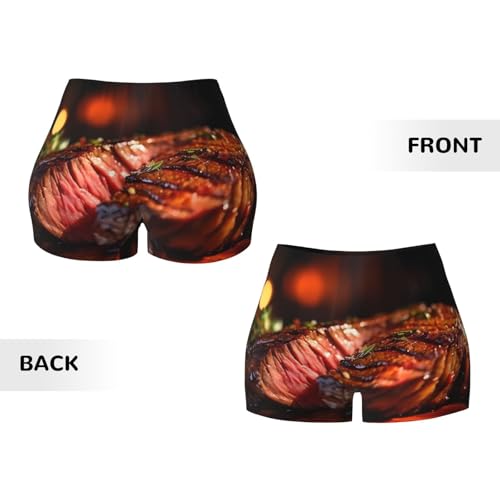 Steak Pattern Sports Shorts, high Elastic Slim Fitness Pants, Suitable for Yoga/Leisure/Daily wear3