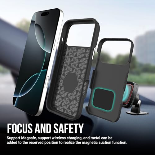 Image of NOXO Ultra-Hybrid Triangle Back Case Cover for iPhone 17 Pro Max, | Shockproof Design | Camera Protection | Soft TPU & Rugged PC | Bumper Case Cover for iPhone 17 Pro Max, (Coal Black)