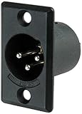 Switchcraft D3MB 3-Pin Male XLR Panel Mount Plug, Black Finish