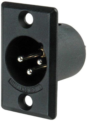 Switchcraft D3MB 3-Pin Male XLR Panel Mount Plug, Black Finish