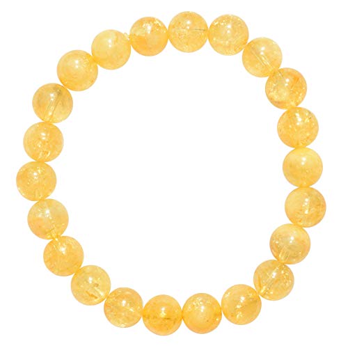 Charged Natural Light Citrine (Yellow - Orange) Crystal 8mm Bead Bracelet + Selenite Charging Heart [Included]