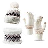 TYXHXTF Cappello Sciarpa e Guanti Set, Berretto Sciarpa Invernale da Donna, Cappello e Sciarpa Donna, Sciarpa Donna Invernale, Berretto Donna Invernale, per Donna Sport all