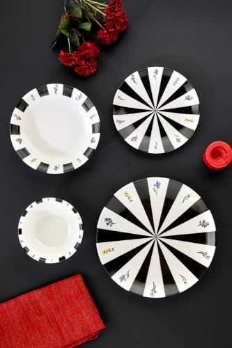 Noirelle 24 Parça Porselen Yemek Takımı, Siyah, CKR4277