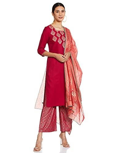 Image of Aurelia Womens Rayon Kurta With Palazzo & Dupatta