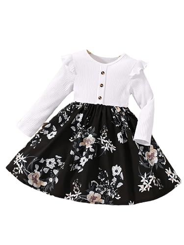 Image of Buy & Try Zoya Lycra Printed Girl's Frock Full Sleeve Dress