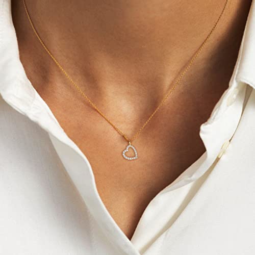 Caritate Gold Heart Necklaces For Women, Tiny 14K Gold Heart Pendant Choker Necklaces For Women, Cubic Zirconia Infinity Love Heart Chain Necklace, Dainty Gold Necklace Jewelry Gifts For Her #TOP1