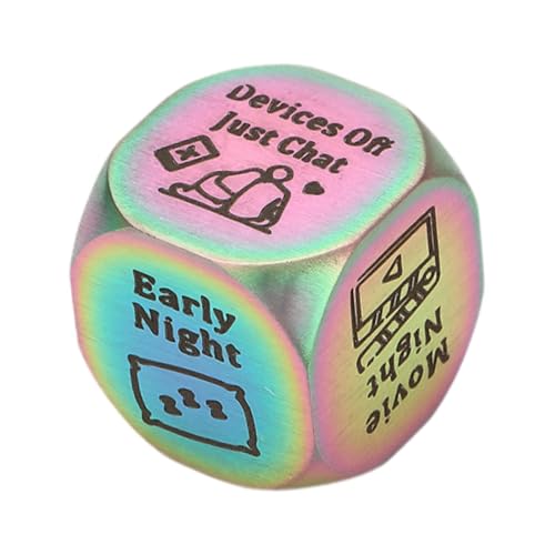 Gcljlmy Date Night Decider Dados Aniversario Acero Inoxidable Marido Esposa Noche de Cine Romántico Dados para Cumpleaños, Colorido