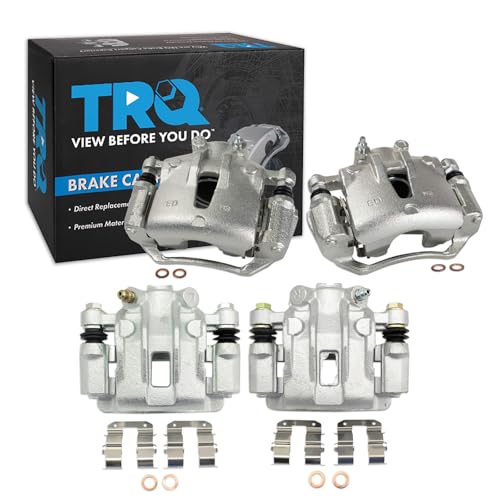 Image of TRQ Front and Rear Brake Caliper Set Zinc Coated Brackets Compatible with 2010-2013 Kia Forte Forte Koup