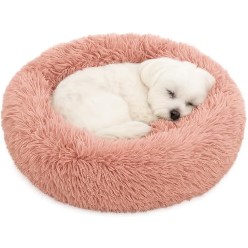 Flamingo Cuccia Cane Interno, Cuccia per Cani, Lettino per Animali Domestici a Ciambella, Cuscino Sfoderabile e Lavabile, Tappeto di Peluche, Diametro 55 cm, Rosa Antico