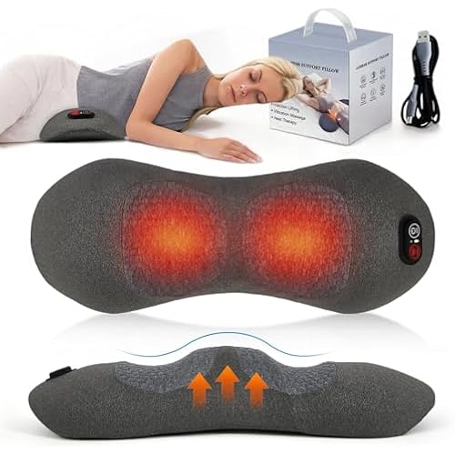 Smooth Spine Triple Fusion Heated Back Massager, 3-in-1 Vibration Traction and Heat for Sciatica, Spine Decompression and Chronic Lower Back Pain, Bed or Chair