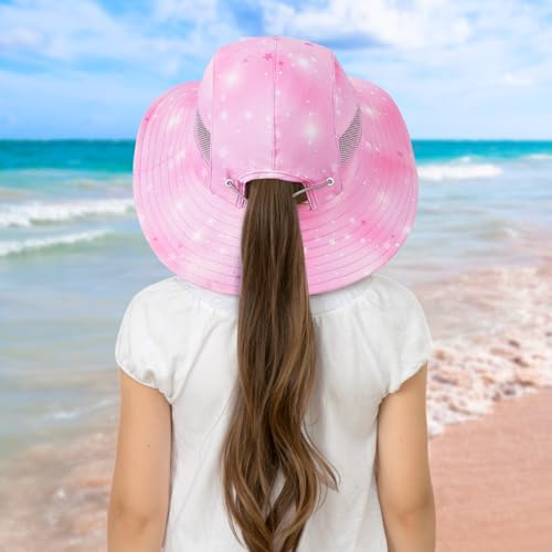 Image of Kids Sun Hat for Toddler Girls Unicorn Bucket Hats UV Protection Summer Hat for Kids Wide Brim Fishing Hat 2-8 Years