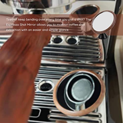 Espresso Shot Mirror For Bottomless Portafilter, 360° Rotation Adjustable Espresso Mirror To Observe Coffee Flow Rate, Walnut Black Base Coffee Extraction Observation Mirror #TOP3