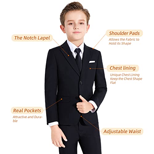 Image of Plavict Boys' Suits Slim Fit 5 Piece, Adjustable Waist, Boys Formal Set