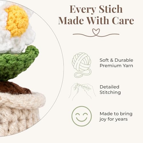 Image of Thank You Gifts for Women, Crochet Daisy Appreciation Gift, Handmade Flower Desk Decor, Teacher Coworker Nurse Therapist Gift, Encouragement Keepsake for Friend, Office Decor