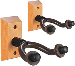 Guitar Wall Mount Hanger 2 Pack Real Hardwood Guitar Hanger Wall Hook Bracket Holder Stand Display with Screws - Easy To Install - Fits All Size Guitars, Bass, Mandolin, Banjo, Ukulele