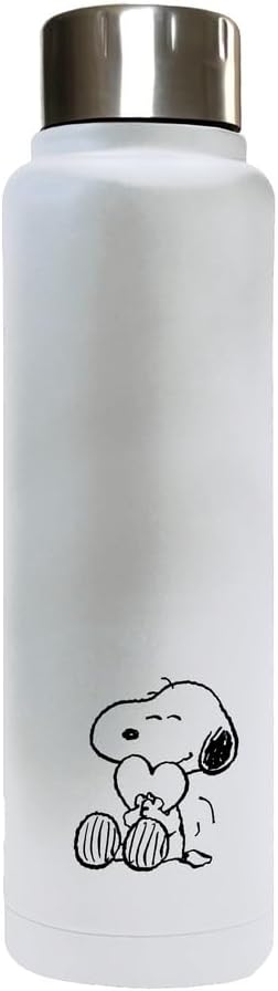 SNOOPY Love Thermos Flask, Water Bottle, Stainless Steel, Double Insulated, 6 Hours Hot Drink and 12 Hours Cold Drinks, 500 ml, Light Blue, M, Casual, lightblue, 400 ml, casual