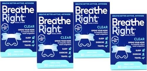 (120 Strips) Breathe Right Nasal Strips Clear Large for Sensitive...