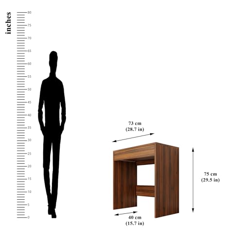 Image of VIKI Engineered Wood Computer Table, Study Table, Desks with Drawer for Adults /Students, Office Home | LUNGLEI | Brussel Walnut, 73W x 75H x 40D | 1 Year Warranty