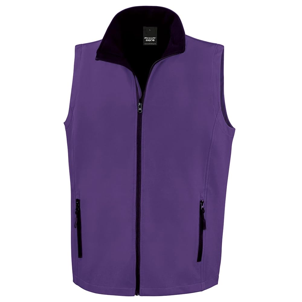 Result Men's CORE Printable Bodywarmer Blouson Plain Turtleneck Sleeveless Jacket, Purple (Pur/Blk), XXXX-Large