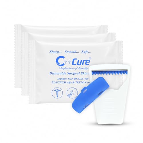 Image of Disposable Razor For Men Pack of 3 | Surgical Skin Blade Use And Throw Shaving Razor With Safety Cap | Manual Beard And Face Grooming | Travel Friendly Stainless Steel Blade | ISO, CE Approved