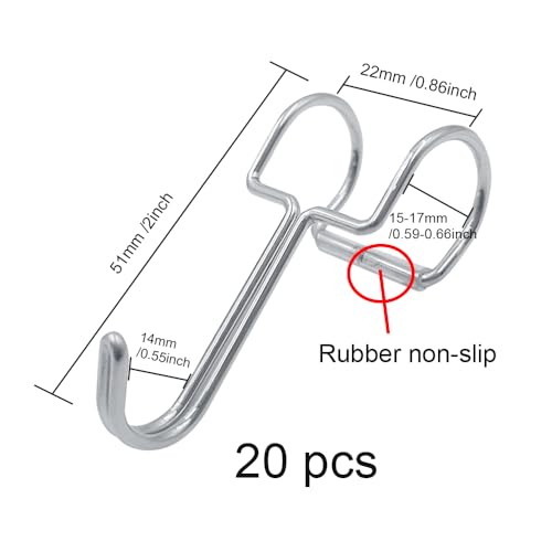 ONEBO 20 Pcs 304 Stainless Steel S Shaped Hooks,Hanging Rod Hanging Hooks Sliding Wardrobe Pipe Hangers,Anti-Drop Metal Hangers Hang Hook,for Kitchen Work Shop - Image 2