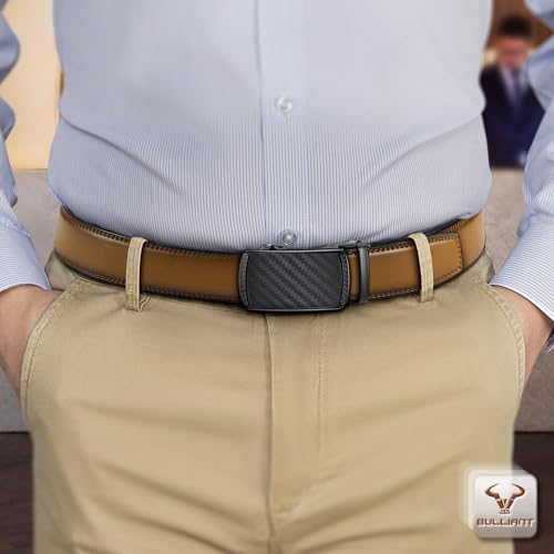 Image of Men's Belt,Bulliant Leather Adjustable Belt for Men Dress Casual 1 3 /8,Trim to Fit