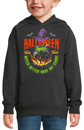 Sweat à capuche Halloween pour enfant pull sorcière motif chaudron