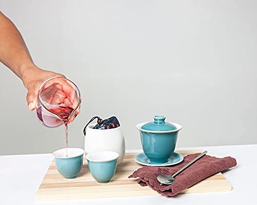 Chinese Tea Set Traditional - Japanese Tea Set, Gongfu With Mini Teapot And Glass Tea Pitcher, 10 Piece Handmade Set With Chinese Tea Cups For Adults With Loose Leaf Tea Holder And 4 Tasting Teacups #TOP3