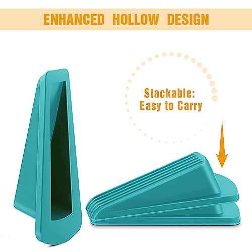 Crosize Door Stoppers For Bottom Of Door On Floor, Door Gaps, Rubber Door Stop Wedge, Sturdy Stackable Door Stops For Carpet Heavy Duty Door (3 Pack, Blue) #TOP5