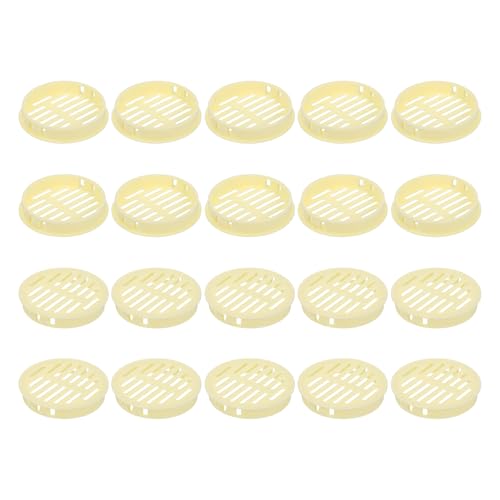uxcell 24Pcs 60mm/2.36" Circular Soffit Air Vents, Plastic Soffit Vent Cover, Round Mesh Hole Louver for Bathroom Kitchen Cabinet Wardrobe, Beige