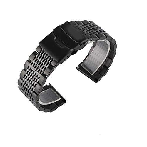Bracelet de montre noir en acier pour hommes | Idéal pour le bureau et le quotidien 22mm