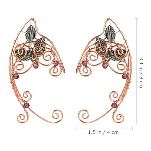 Beaupretty Elf Ear Cuffs Metal Alloy No Pierced Ear Clip Leaf Jewelry Decoration Clip- on Earrings Halloween Cosplay Costume3
