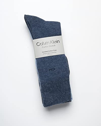 Calvin Klein Men's Crew Socks - 4 Pack Lightweight Combed Cotton Blend Dress Socks - Breathable Socks for Men (7-12)2
