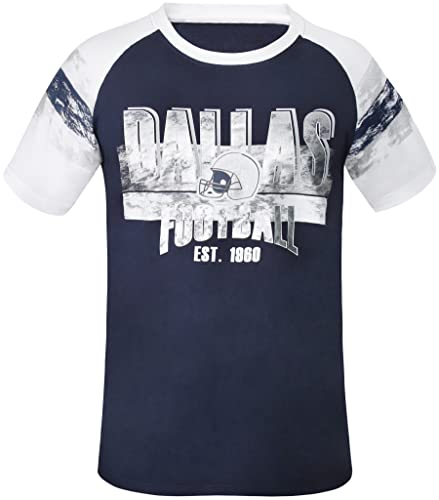 Geneisteck Mens City Football Fans Athletic Arm Stripe Tee Raglan T-Shirts - Navy & White - Size: S