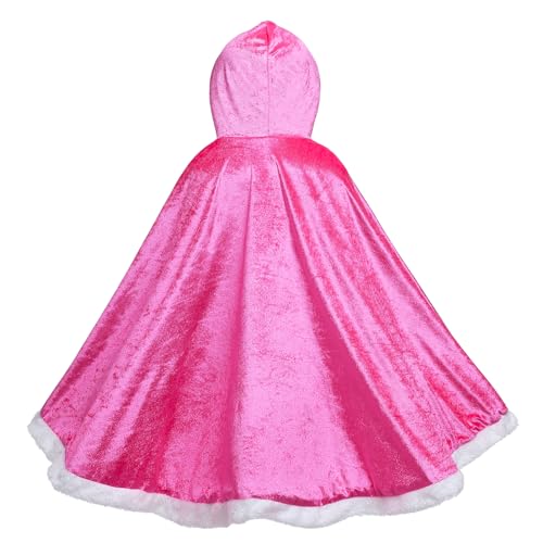 Proumhang Cape de Princesse Cape à Capuche Costume Halloween Déguisement Filles Rose 130 pour 5-6 ans – vue 3