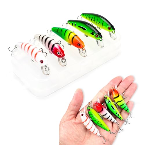 Wobbler Hecht, 5 Stück Hecht Köder Kunstköder Swimbait Oberflächenköder 5.5 cm für Süß und Salzwasser Zander Köder Raubfisch Angeln Hechtköder Wobbler