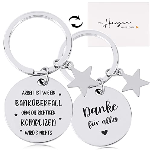 COLOFALLA Schlüsselanhänger für Kollegin Kollegen Geschenk mit Gravur Abschiedsgeschenk Freundschaftgeschenk Danke Glücksbringer zum Geburtstag Weihnachten Rente (B) Cover