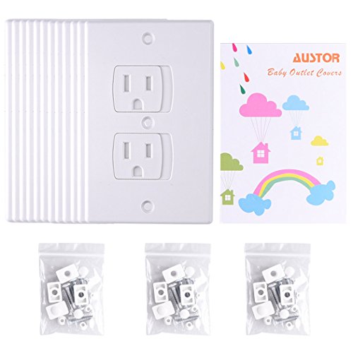 Austor 12 Pack Baby Safety Wall Socket Plugs Electric Outlet Covers Baby Safety Self Closing Wall Socket Plugs Plate Alternate For Child Proofing #TOP6
