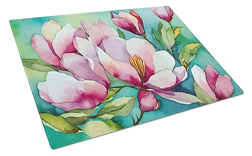 Caroline's Treasures DAC1662LCB Louisiana Magnolias in Watercolor Glass Cutting Board Large Decorative Tempered Glass Kitchen Cutting and Serving Board Large Size Chopping Board