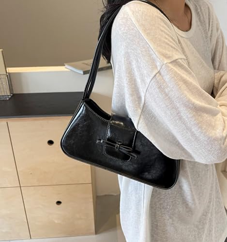 Image of Shoulder Bag for Women, Hobo Handbags Trendy Y2K Purses Patent Leather Clutch Bag Cute Bow Purse