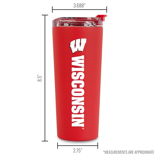 Image of Rico Industries NCAA Wisconsin Badgers Standard 24oz Stainless Steel Tumbler with Lid and Dual Functioning Lid