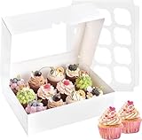 Tlczrva 5er Pack Rechteckige Kuchen Transportbox mit transparentem Fenster und Trennwänden, Cupcake Transportbox für Kuchen, Macarons, Muffins, Gebäck, für Hochzeit, Geburtstagsfeier, Familienfeiern