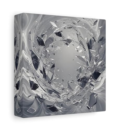 Art mural en toile monochrome abstrait effet verre brisé carré 15x15 cm
