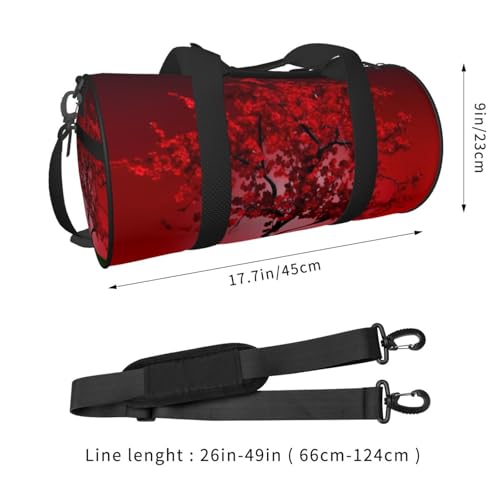Travel Bag For Women,Red Cherry Blossom Print Personal Item Duffle Bags,Weekend Travel Duffel Tote Bag,Travel Sport Gym Bag For Men,Airplane Travel Essentials For Flying4