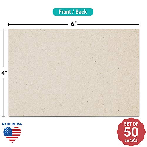 321Done Blank Rustic 4X6 Cards (Set Of 50) - Thick, Heavy Cardstock - Make Invites, Greeting, Note, Thank You Cards - Plain Kraft For Writing, Stamping, Printing, Art - No Envelopes - Made In Usa #TOP1